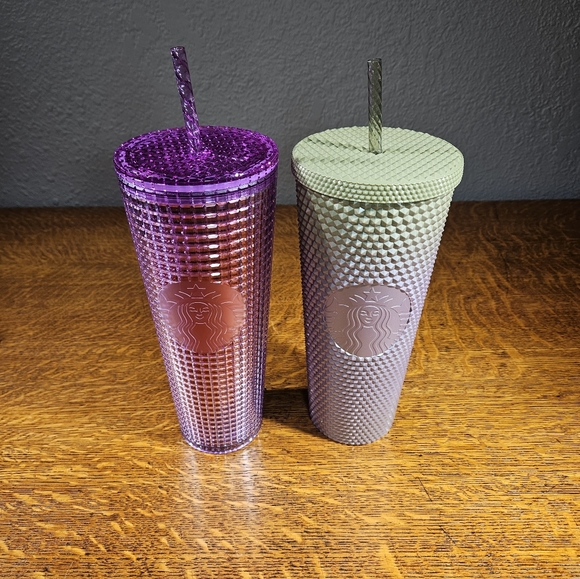 Starbucks Other - Starbucks Green & Purple Studded Gradient Cold Cup Tumbler, Venti 24oz Set Of 2